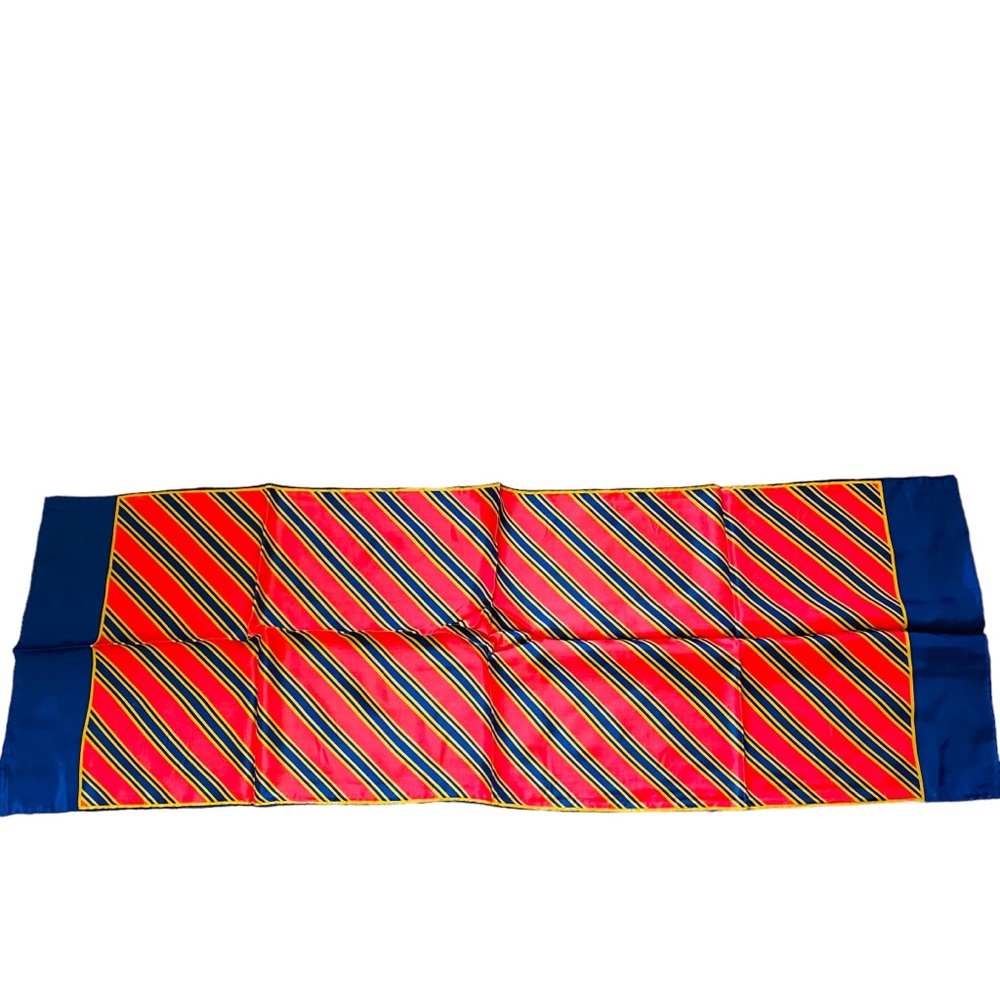 GLENTEX Vintage Silk Blend Red Blue Stripe Scarf - Picture 2 of 4